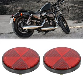 X AUTOHAUX Pair M6x1.0 Red Plastic Universal Screw Mount Reflective Warning Reflector for Motorcycle Bike