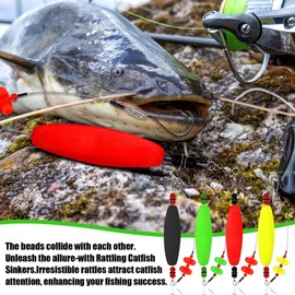 Catfish Float Rigs：Santee Rig Catfish Bait Floats Kit with Rattles & Noise - 8/0 Stainless Hooks for Monster Fish - Durable EVA Bobbers for Boat or Shore Fishing - Catfish Angler's Gift