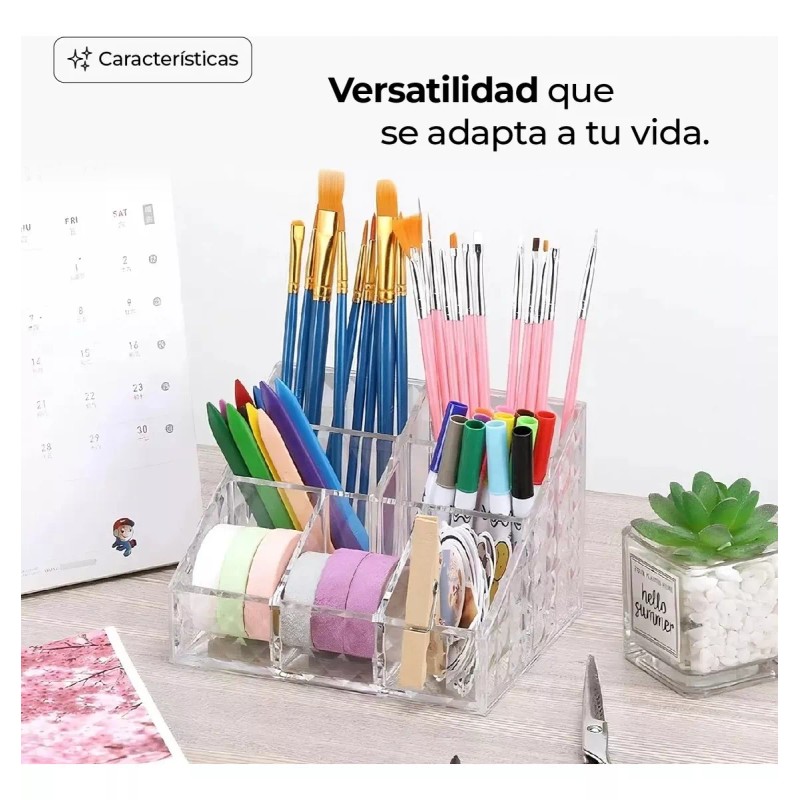 Queen Sense Organizador Para Cosmeticos Sencillo 7 Espacios, Acrilico
