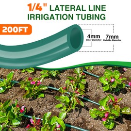 Bonviee 200ft 1/4 inch Drip Irrigation Tubing Blank Distribution Tubing Drip Irrigation Hose Garden Watering Tube Line for Garden Irrigation System-Green