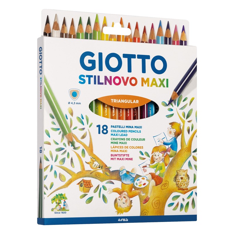 GIOTTO Stilnovo Maxi Coloured Pencils Thick Triangular 4.3mm Lead Assorted