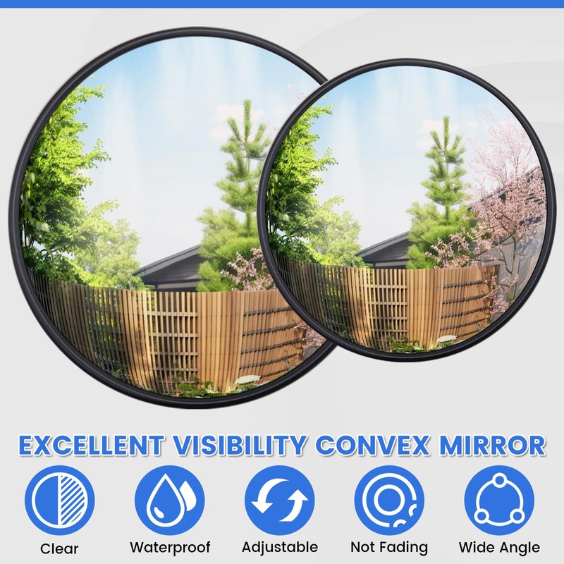 10" Tractor Mirrors Convex Truck Forklift Mirror Wide Angle Adjustable