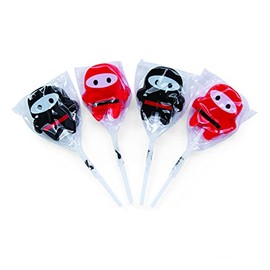 Martial Arts Ninja Suckers - 12 Lollipops, Cherry Flavored - Ninja and Karate Birthday Candy Party Favors