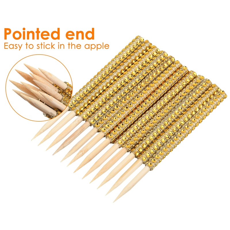Victhur Candy Apple Sticks 36 Pieces Bling Candy Apple Bamboo