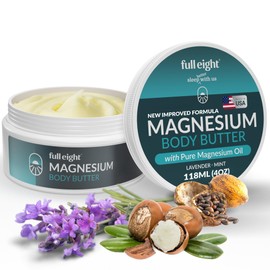 Full Eight Magnesium Body Butter with Pure Magnesium Oil – For Stiff Legs & Tight Muscles – Rub for Leg Cramps, Muscle Soreness, Improved Sleep, & Foot Revitalization – 4oz