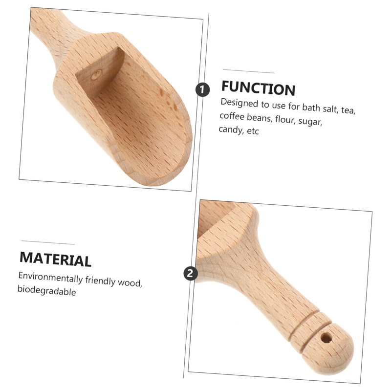 SHOWERORO 4pcs Wooden Condiment Spoon for Maldon Salt Rock Salt