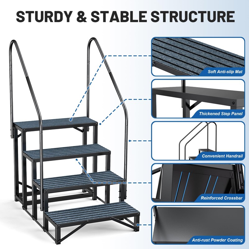 RV Steps Spa Steps with Handrail -4 Step Hot Tub