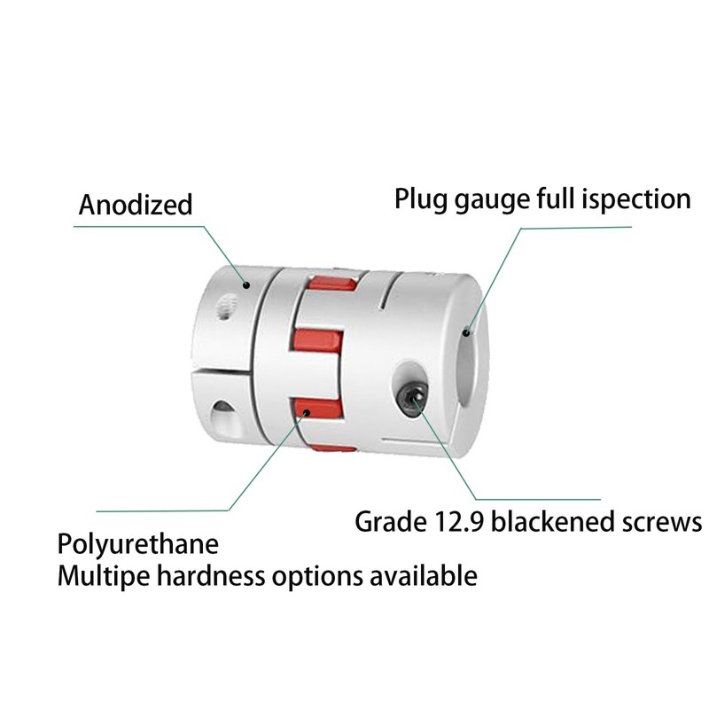 D30 L35 5mm to 14mm Flexible Spider Coupling, Aluminum Shaft
