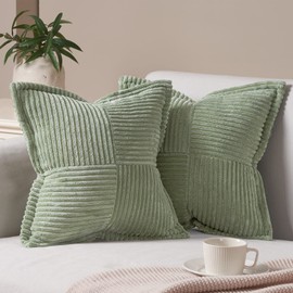 Topfinel Cushions 45cm x 45cm Pack of 2 Sage Green Cushion Covers Fluffy Pillow Scatter Throw Cushions 18x18 inches for Sofa Living Room Green Bedroom Accessories