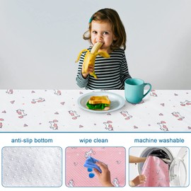 Splat Mat for Under High Chair, 2 Pack High Chair Mat for Floor, Waterproof Mat Washable for Arts and Crafts, Anti-Slip Playtime Mats for Kids, Floors or Tables, Reusable Fabric 42” ×46”