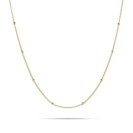 Gold Chain Choker Necklace,14K Gold Plated Dainty Cute Beaded Station Necklace Delicate Fashion Necklace Jewelry Gift for Women