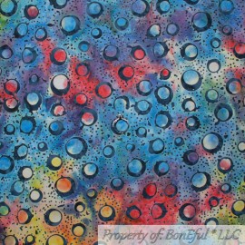 Anthology Fabrics BonEful Fabric FQ Cotton Quilt Rainbow Blue Water Bubble Ocean Batik Polka Dot S