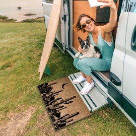 Mingnei Vintage Western Cactus Coco Coir Doormat Door Mat for Home House Entrance, Retro Country Southwestern Western Desert Landscape Floor Mats for Outdoor Outside Entryway 30x17 Welcome Mat