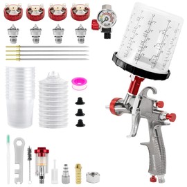 R500 LVLP Air Spray Gun with 10pcs 650ml Disposable Cups 1.3/1.5/1.7/2.0mm Nozzles, Automotive Paint Guns R500 Paint Gun Sprayer for House Painting, Car, Furniture