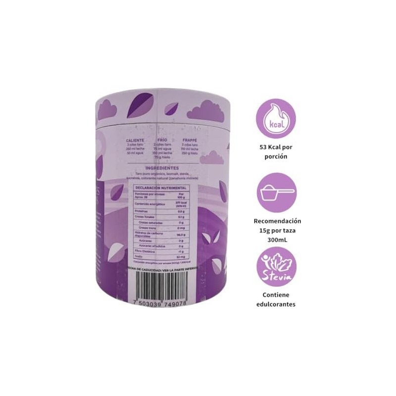 Taro Para Bebidas 200g Sin Azúcar Refinada Ni Lácteos. Polvo