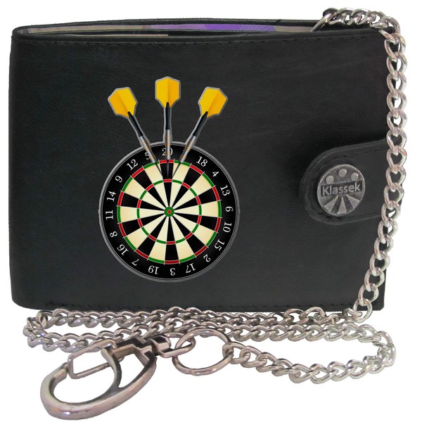 Klassek Dartboard with Yelllow Darts Players Arrows Mens Wallet with