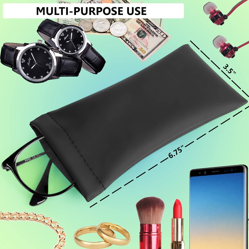Glasses Case Squeeze Top Sunglasses Sleeve Pouch Leather Case Soft