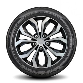 LYDS Spyder BS Black & Silver Universal 15 inch Premium ABS Hubcap Wheel Cover Replacement Set of 4 - FWC-15S-BS