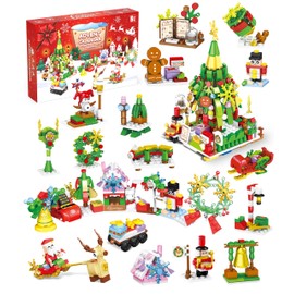 Advent Calendar 2024 Christmas Gift Set Building Blocks Kit, 24 Days Christmas Countdown Surprise Building Set, Christmas Tree Advent Calendar Family Advent Calendar for Adults Women Men Teen Boys Girls