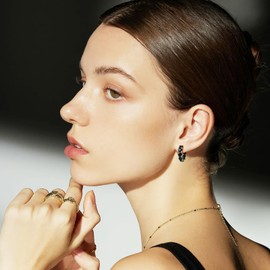 FSLEAD Gold Hoop Earrings for Women, Cubic Zirconia Small Earring CZ Inside-Out Hoop Earrings Sterling Silver Post Silver Helix Huggie Hoop Lightweight Hypoallergenic Christmas Earrings, Yellow Gold,