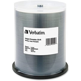 Verbatim® CD-R Printable Disc Spindle, White, Pack Of 100