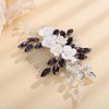 Rumtock Purple Crystal Beads Hair Comb with 3D Flower White