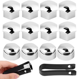 Ezranova 20 Pcs car wheel nut caps,wheel nut covers,Universal wheel bolt Covers with Removal Tool Anti-Dust Wheel Bolt Cover Caps for Most Car Lug Nut (Silver)