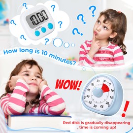 Diboniur Visueller Timer Kinder Wiederaufladbar, 60 Minuten Countdown Timer, Schreibtisch Timer Kinder, Zeitmanagement Werkzeug für Küche, Klassenzimmer, Besprechungen (Blau)