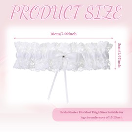 Giantree Bridal Wedding Garter, Stretch Lace Garter, Bridals Garters, Wedding Gift, White Lace Bridal Weddings Garters with Bow Gift for Women Girls for Parties and Dances