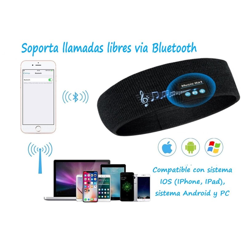 Banda con AUDIFONOS Bluetooth, Antiestrés, para EJERCITARSE, para Aprender Idiomas,