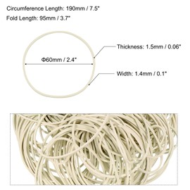 MECCANIXITY 200 Pack Rubber Band Stretchable Rubber Elastic Band White 60mm x 1.4mm Hair Rubber Bands for Home Office