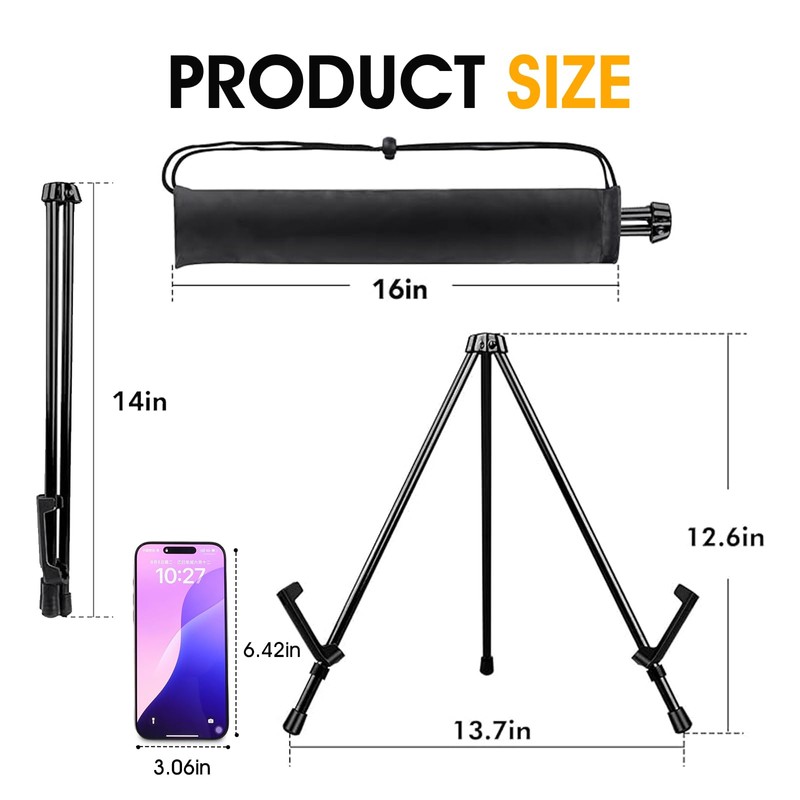 AROIC 3 Pack 14'' Tabletop Easels, Black Steel Table Top