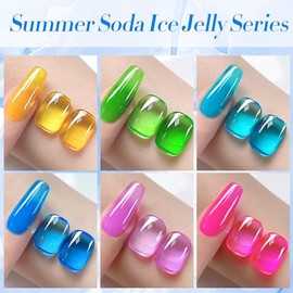 Born Pretty UV Nagellack Ice Jelly Neon Gel Nagellack Kristall Transparent Gelb Grün Blau Lila Hot Pink UV LED Soak off Manicure Gel Lacquer Varnish