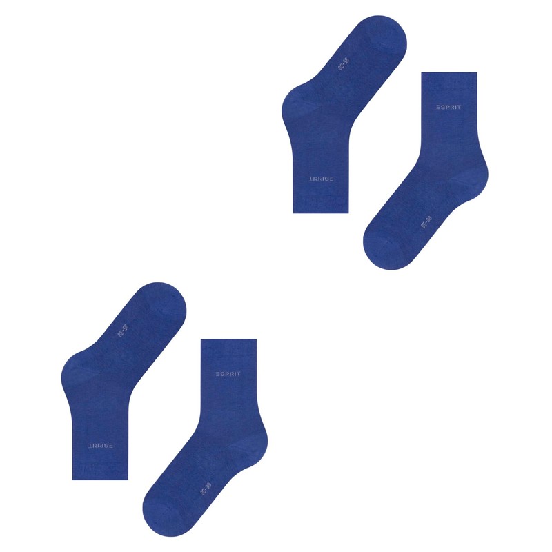 Esprit 2-Pack Women’s Plain Cotton Socks, Black/Grey, Many Other Colours,