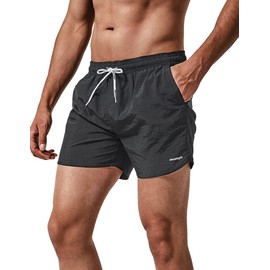 MaaMgic Mens Swim Trunks with Mesh Lining Quick Dry Mens Bathing Suit Shorts,Black,X-Large