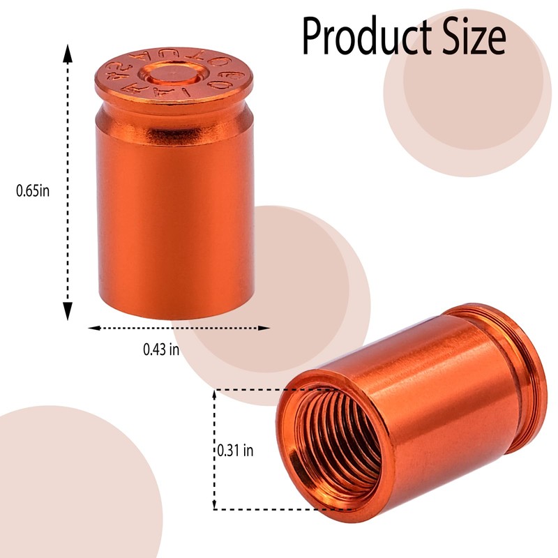 MEAJOO 4PCS Bullet Shell Tire Valve Stem Caps, Aluminum Alloy