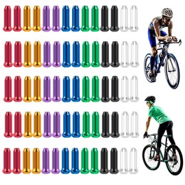 RuiChy 70 Pcs Bike Cable End Caps, Colorful Aluminum Alloy Brake Cable Ends Bike Wire Caps Brake End Cover Cables Tips Crimps for Mountain Bicycle Road Bikes