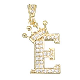 sourcing map A-Z Crown Letter Charm, Alphabet E Pendant Gold Plated Cubic Zirconia Monogram Initial Pendant Name Jewelry for Men Women DIY