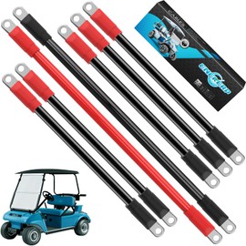 ENEKERP 7PCS Golf Cart Heavy Duty Battery Cables, Fit Club Car DS 1994-UP 4 Awg 36 & 48 Volt 4 Gauge Golf Cart Battery Cables, Club Car DS Battery Wiring Kit, Golf Cart Pure Copper Wiring Kits