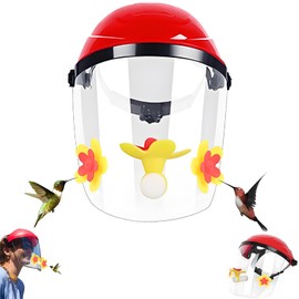 Firmlly Hummingbird Feeder Helmet | Hands-Free Bird Feeder for Adults | 3 Feeding Ports Design | Adjustable Headband 18"-24" | Lightweight PVC, Weather Resistant (Yellow)