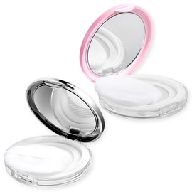 2 Pcs Powder Container with Puff Empty Travel Powder Case Refillable Compact with Mirror Elastic Mesh Sifter Portable DIY Cosmetic Jar No Leak Powder Holder Box for Women Girl Makeup Reusable