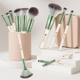 HEYMKGO Makeup Brush Set, 12 Pieces, Diversity Make Up Brush Set, Premium Make-Up Brush Set with Synthetic Bristles for Foundation, Powder, Concealer, Rouge, Eyeshadow, Eyebrows, Highlight