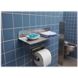 Heavy-Duty 16ga Brushed 304 Stainless Steel 4" x 10" Bathroom Phone Shelf/Phone and Keys Convenience Shelf (Mounting Flange Up)