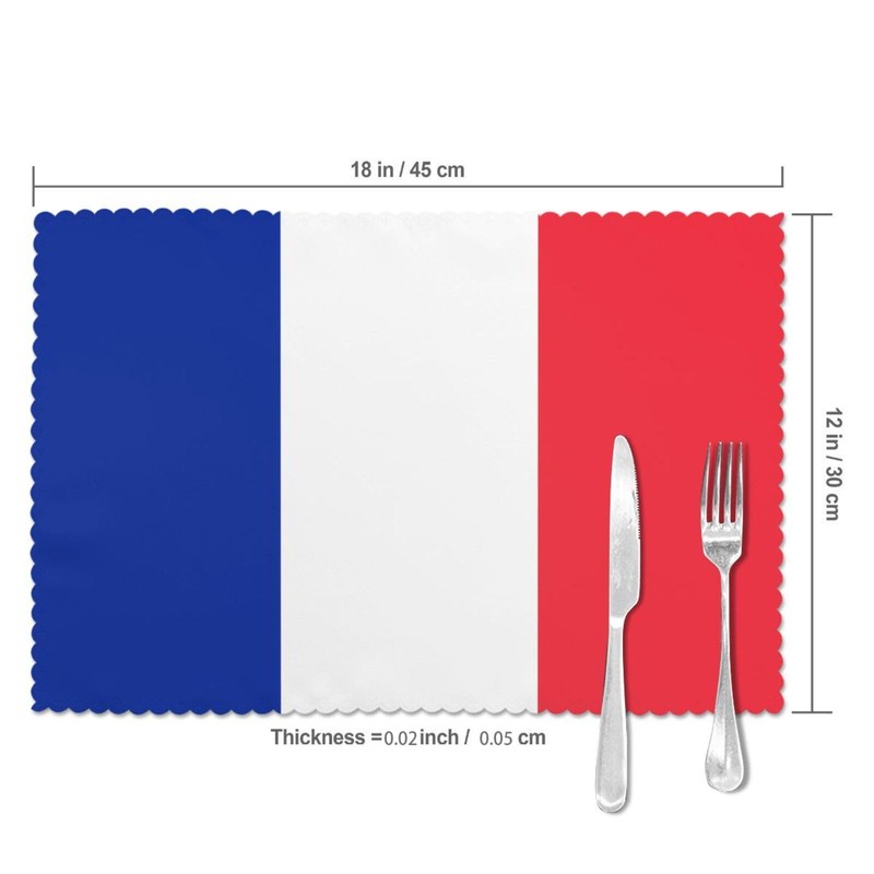 French Flag Printing Placemats for Dining Table Set of 6