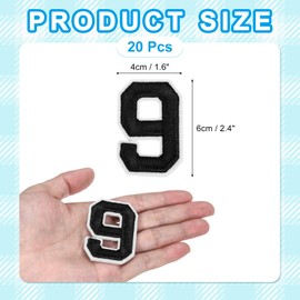 sourcing map 20 Pcs Number Patches 2.4" Height Number 9 Embroidered Decorative Repair Patches Iron/Sew on Embroidery Appliques for Decor Clothes Shoes Hats Backpacks DIY Crafts, Black