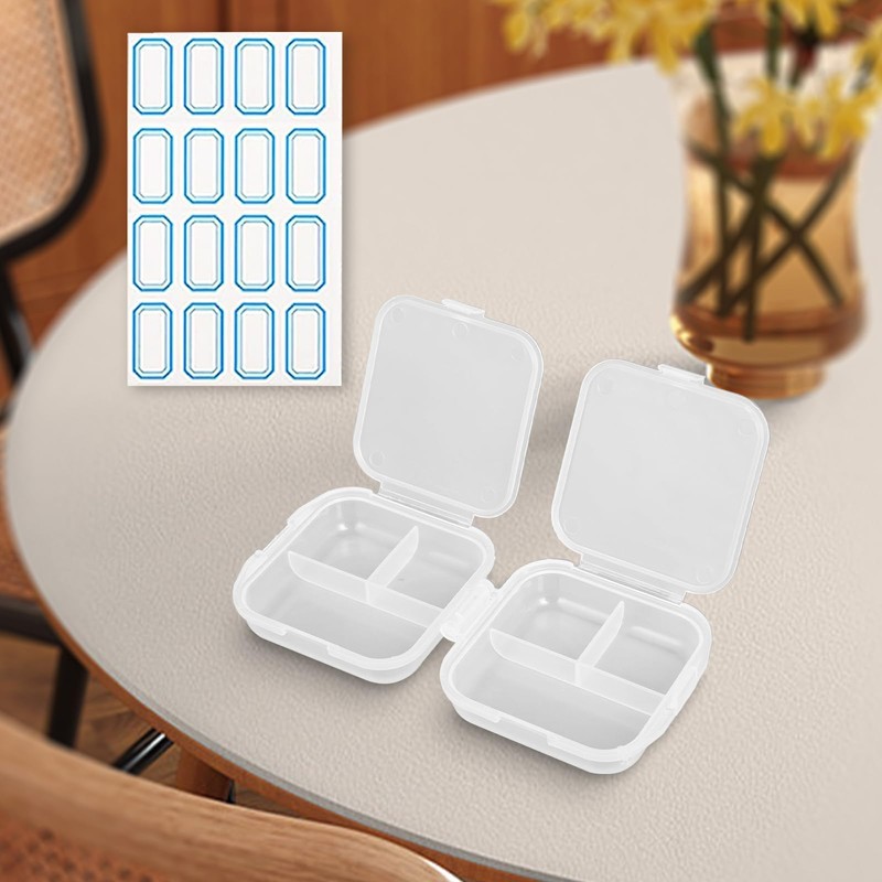 Travel Pill Organizer 6 Compartments Portable Pill Case with Double