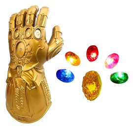 Infinity Gauntlet Thanos Glove LED Light Up with Removable Magnet Infinity Stones for Cosplay Costume prop (Adults)