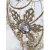 Crown Shaped Christmas Tree Topper, 30x20cm Champagne Gold Metal filigree,