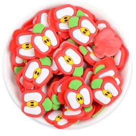 50 Pack Cute Fruit Vegetable Resin Charms Flatbacks Buttons Polymer Clay Beads for Miniature Fairy Garden Hair Accessories Jewelry Making Home Decorations(Red Apple)
