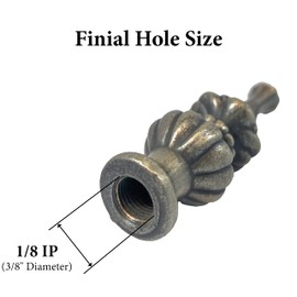 Jandorf 60111 Finial Victorian, 3-1/2" Long 1/8 IP Thread Tiffany Antique Brass Finish